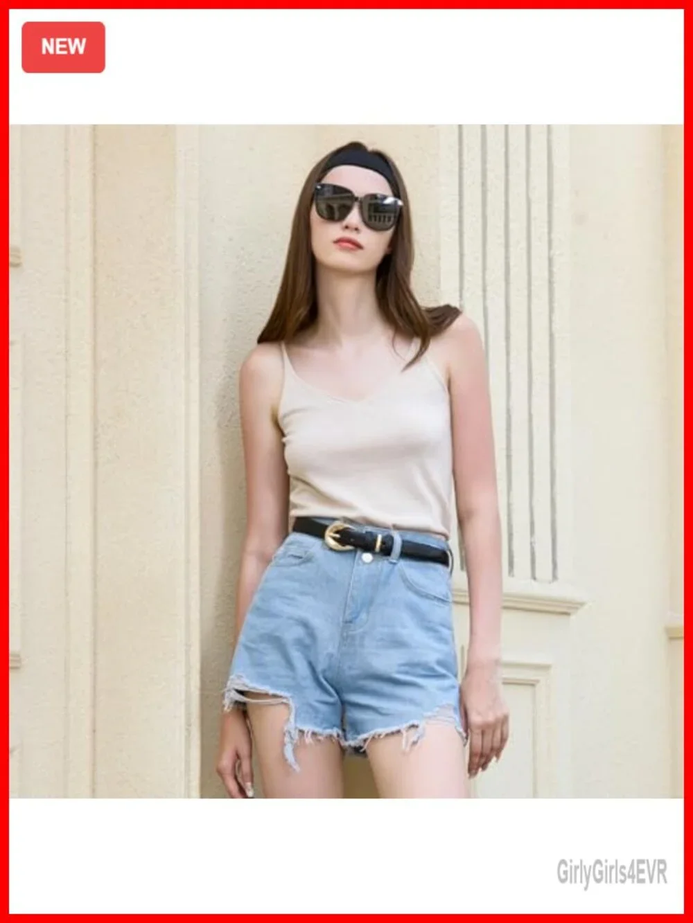 Women's Skinny Faux Leather Belt with Gold Buckle for Jeans & Dresses